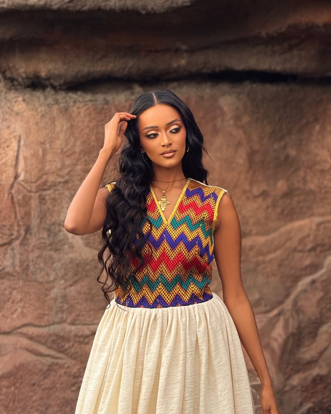 Beautiful Habesha Kemis with Colorful Embroidery β Ethiopian Traditional Clothing β Eritrean Dress