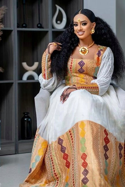 Exquisite Habesha Dress Beautiful Pattern Ethiopian Traditional Habesha Kemis