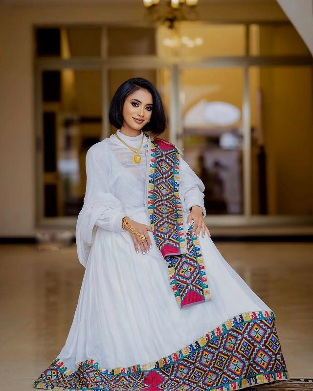 Gorgeous Unique Pattern Habesha Dress Modern Habesha Kemis Beautiful Ethiopian Dress