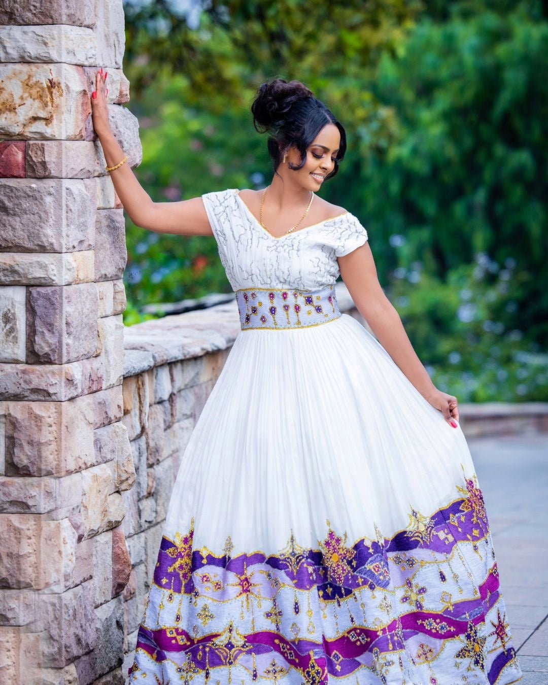 Purple Habesha Couples Outfit Stunning Design with Elegant Flair Ethiopian Couples Outfit