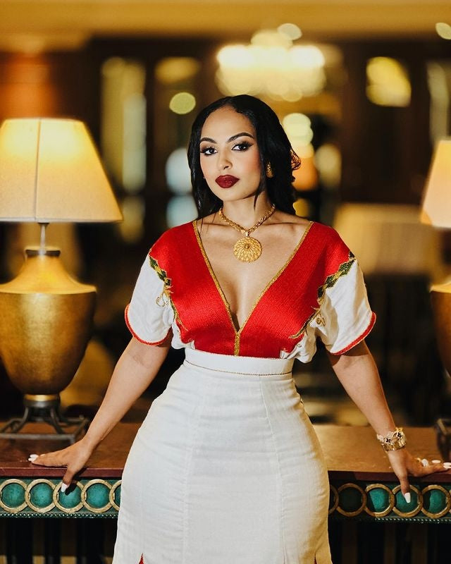 Gorgeous Red Habesha Dress Elegant Habesha Kemis Stunning Ethiopian Traditional Dress
