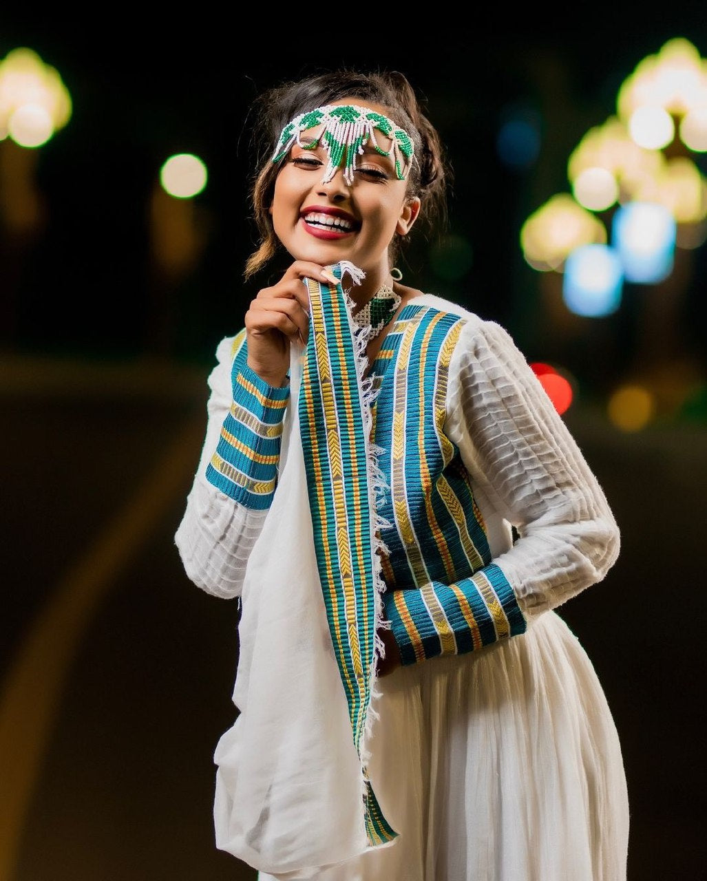 Blue Oromo Dress Stylish Oromo Cultural Attire with Accessories Oromo Traditional Dress
