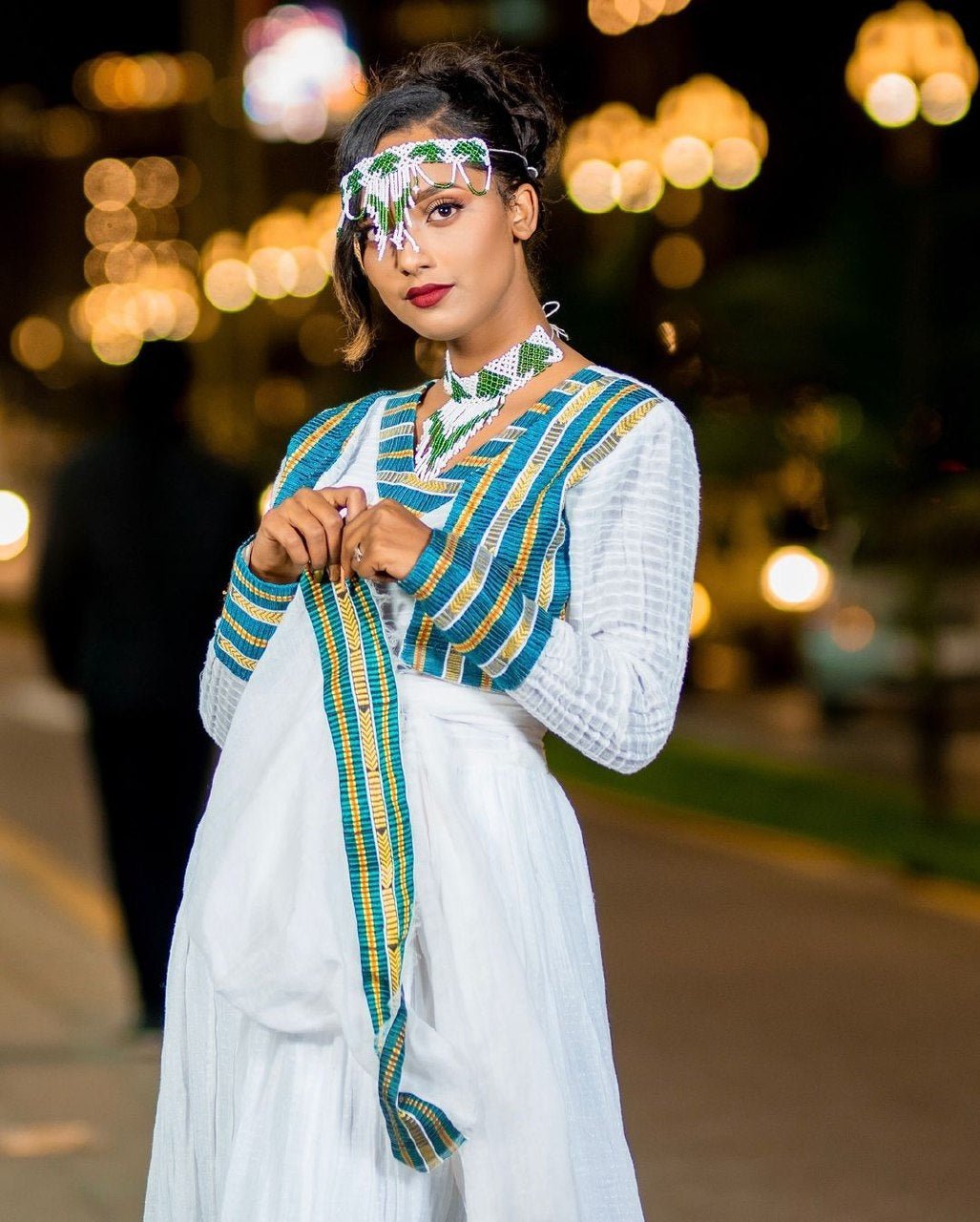 Blue Oromo Dress Stylish Oromo Cultural Attire with Accessories Oromo Traditional Dress