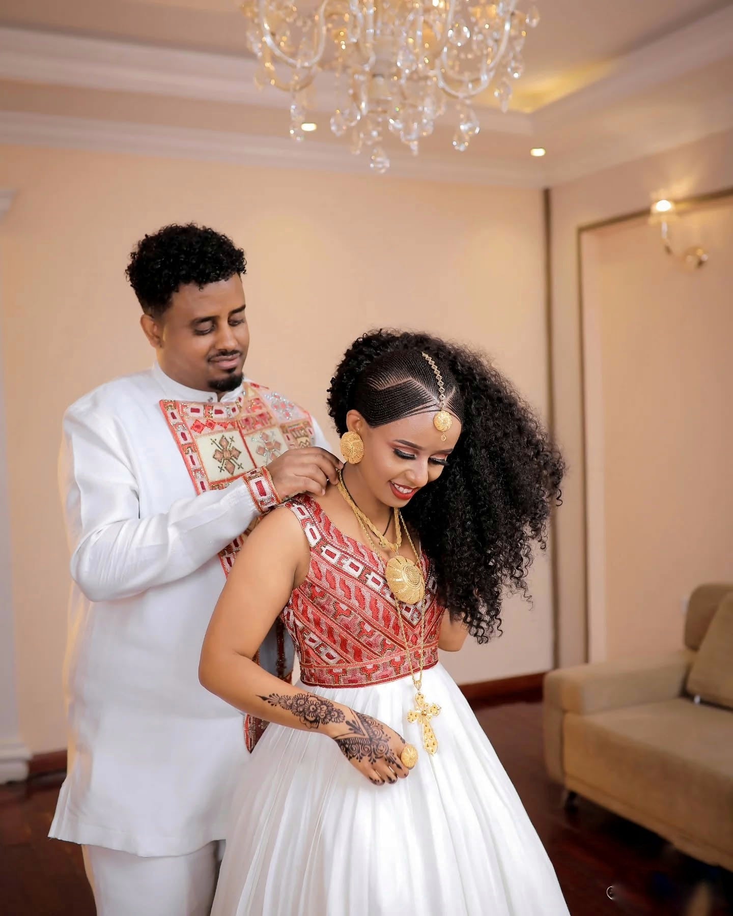 Elegant Ethiopian Couple Attire Modern Habesha Matching Style 123