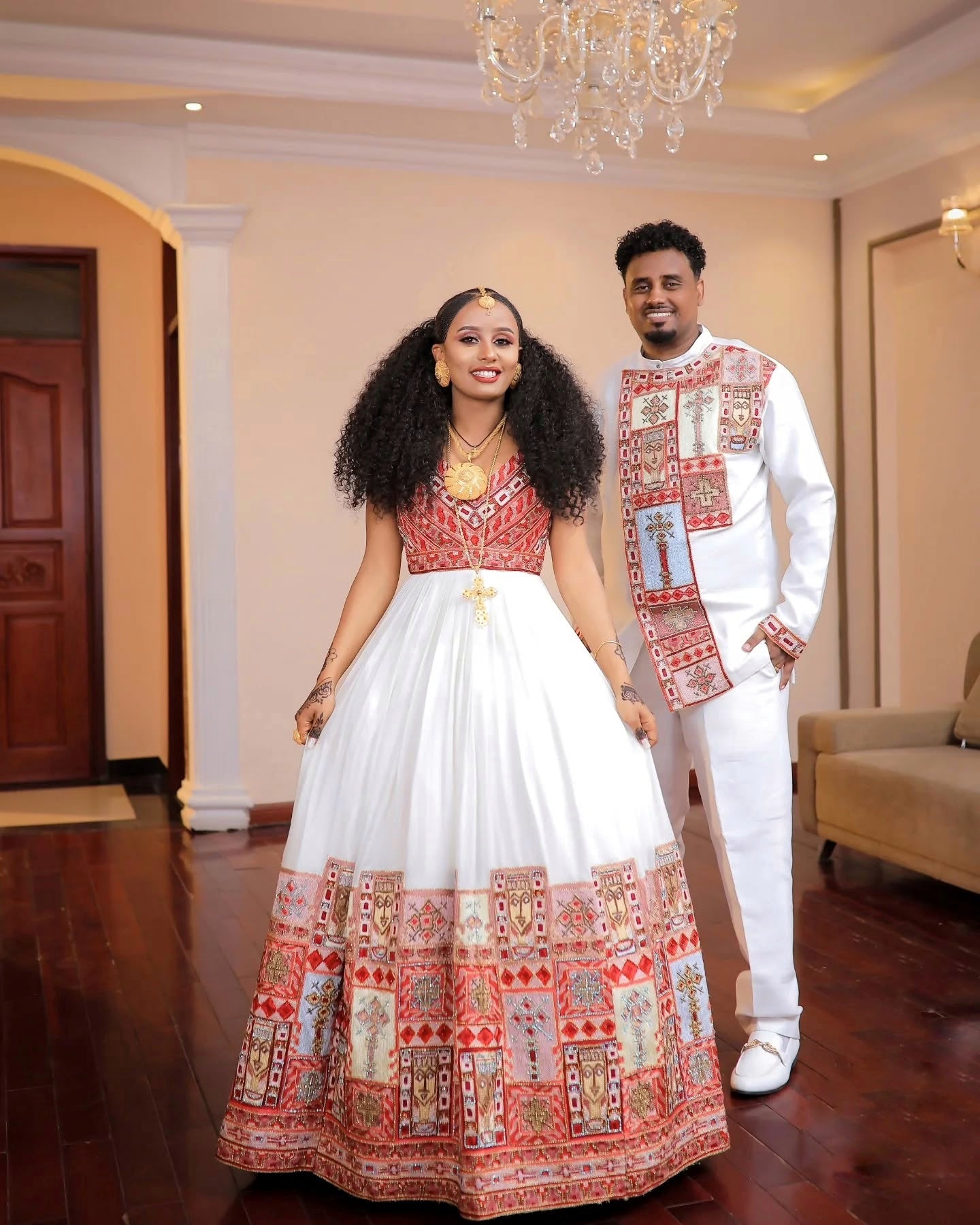 Elegant Ethiopian Couple Attire Modern Habesha Wedding Style