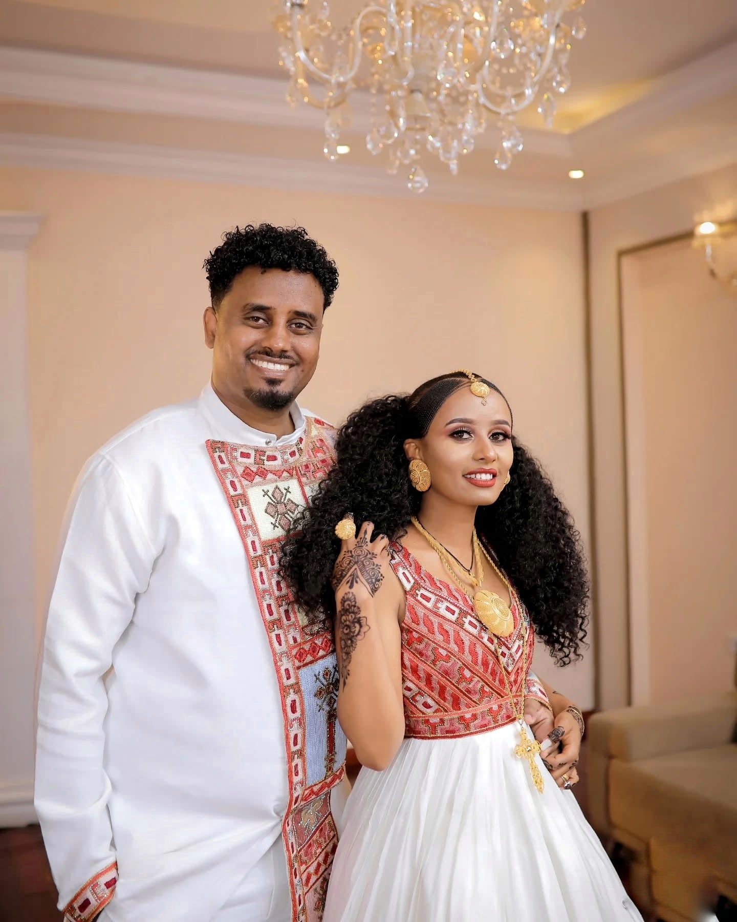 Elegant Ethiopian Couple Attire Modern Habesha Matching Style 123