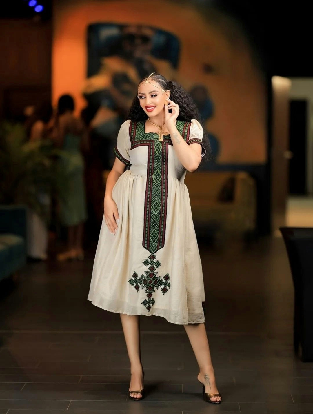 Chic Habesha Kemis Traditional Ethiopian Dress & Eritrean Cultural Style Habesha Dress For Event 145