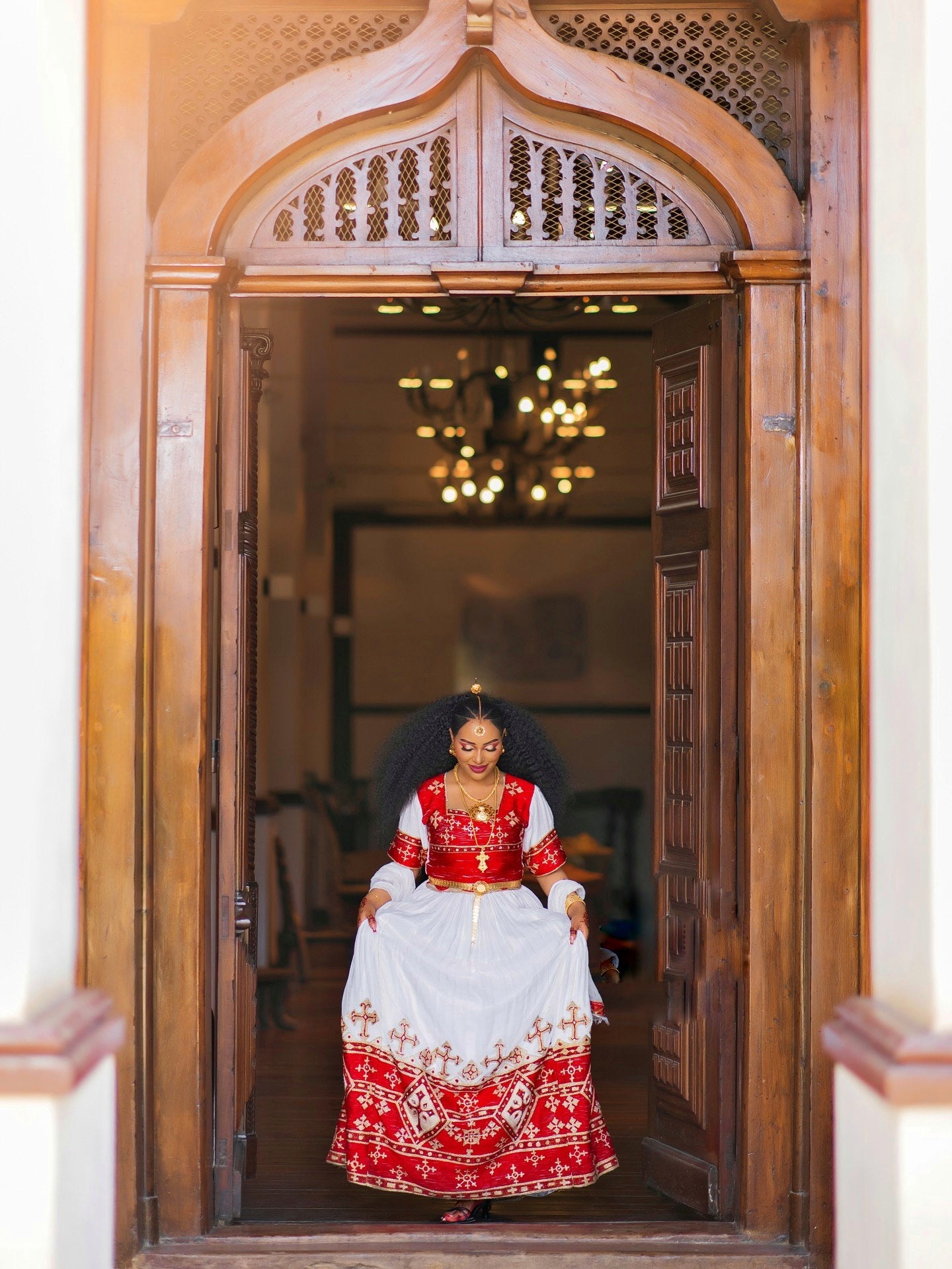Traditional Ethiopian Wedding Dress Cultural Habesha Dress Red Embroidered Habesha Kemis 158