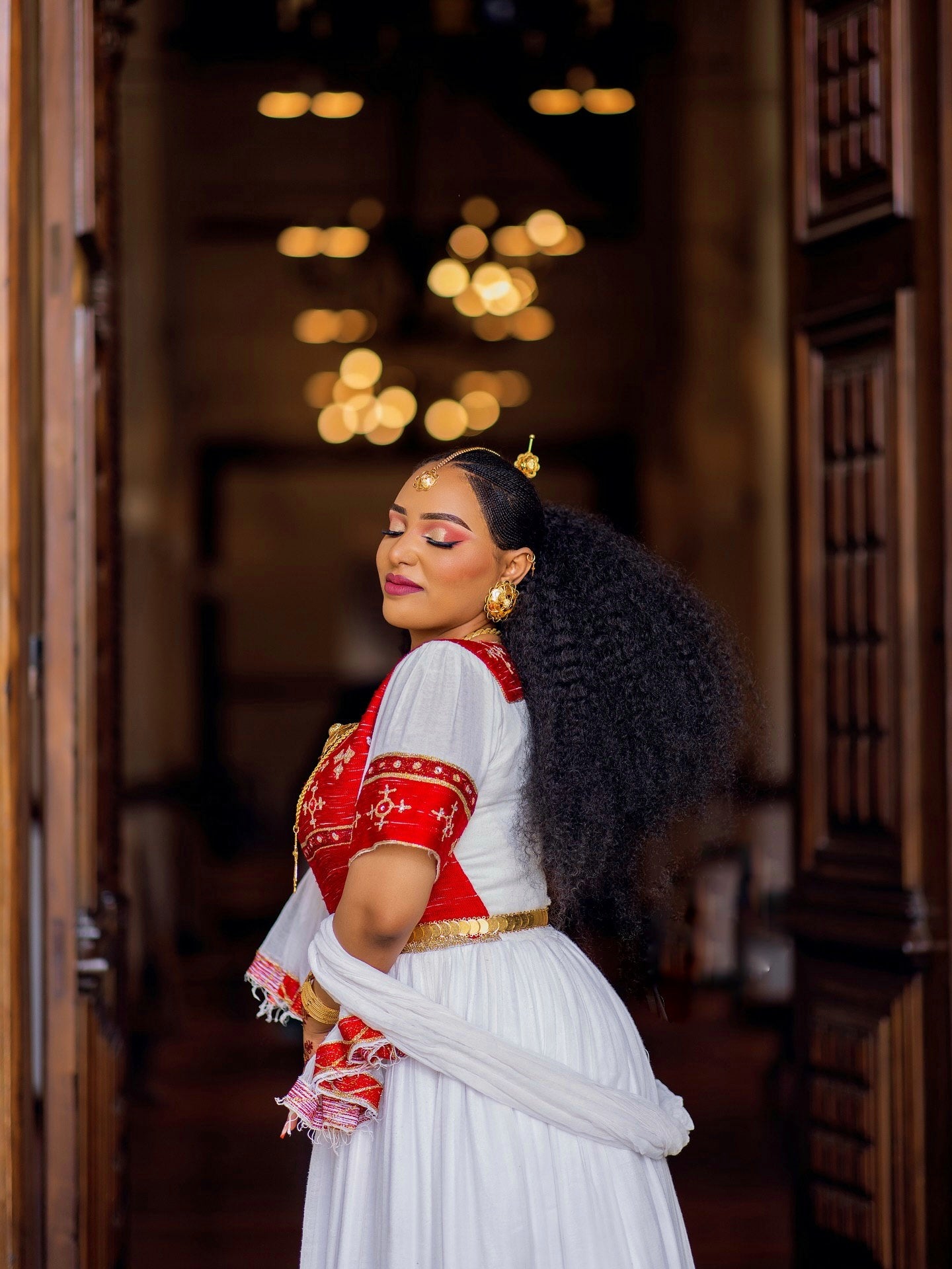 Traditional Ethiopian Wedding Dress Cultural Habesha Dress Red Embroidered Habesha Kemis 158