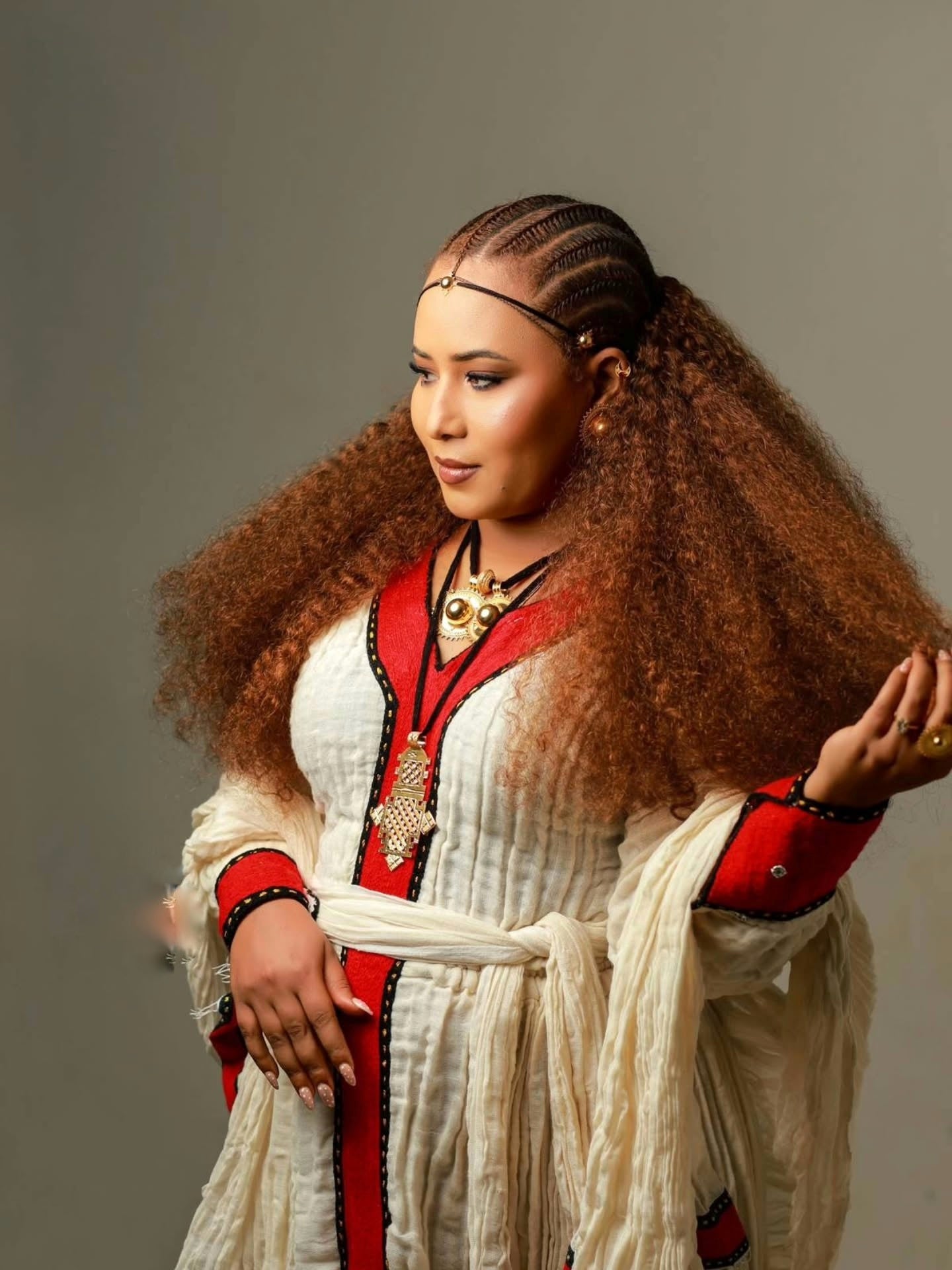 Red Habesha Kemis Traditional Ethiopian Clothing Classic Habesha Dress 174