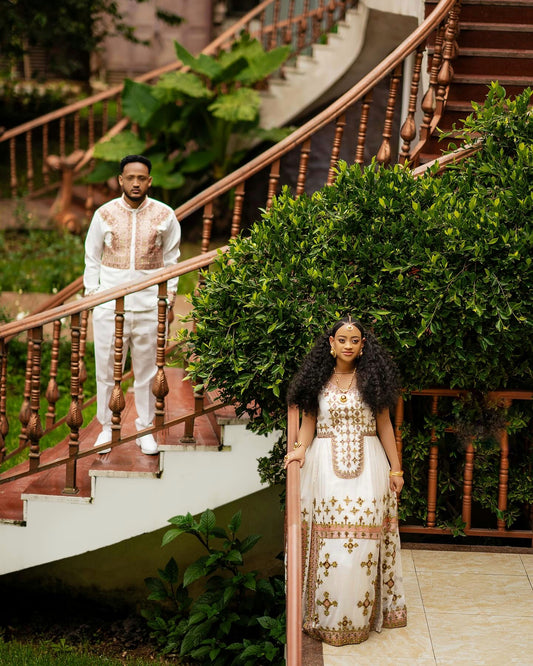 Matching Habesha Couple Outfit Traditional Ethiopian Dress & Habesha Kemis