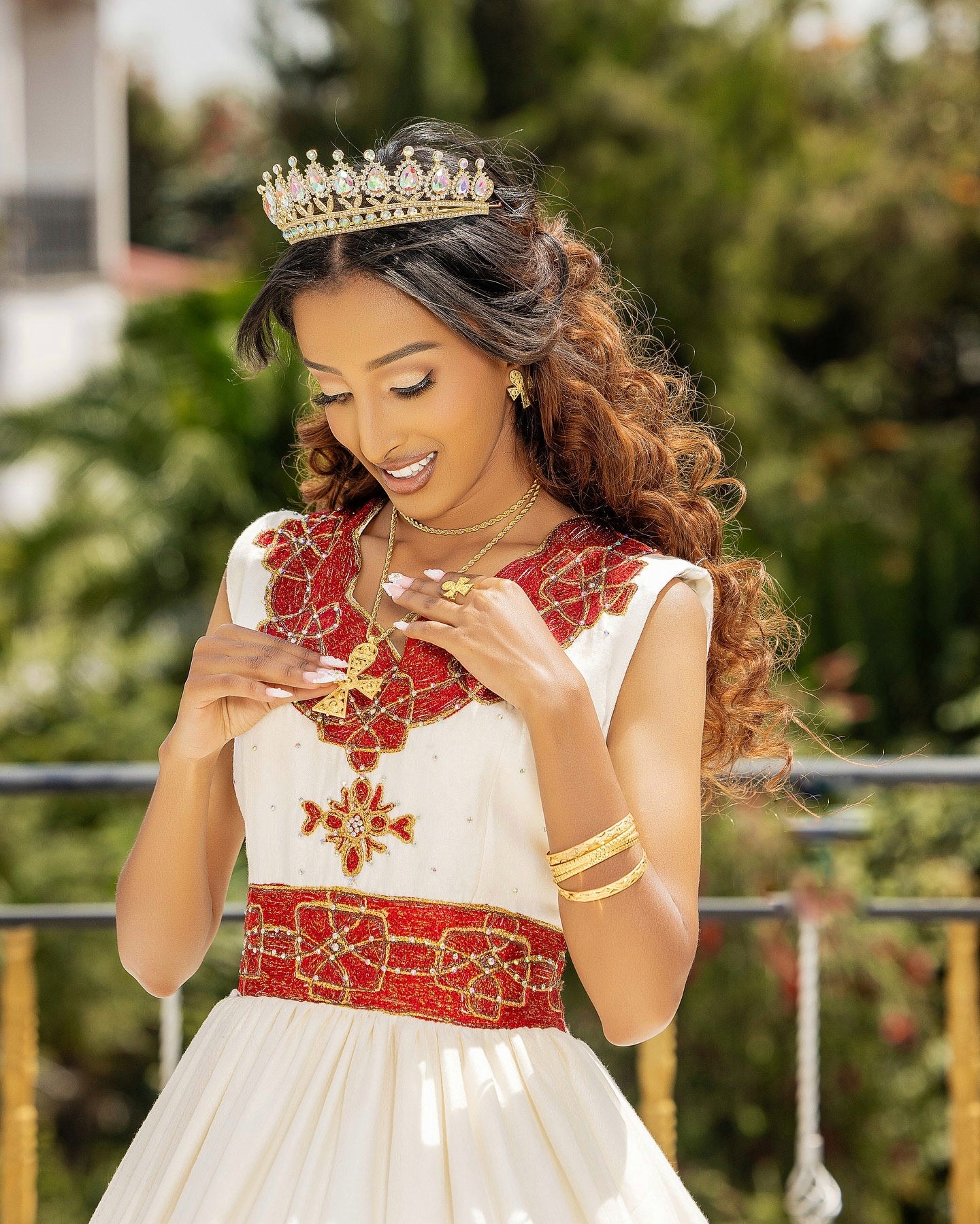 Ethiopian Clothing Habesha Kemis For Wedding Red Embroidery Habesha Dress 206