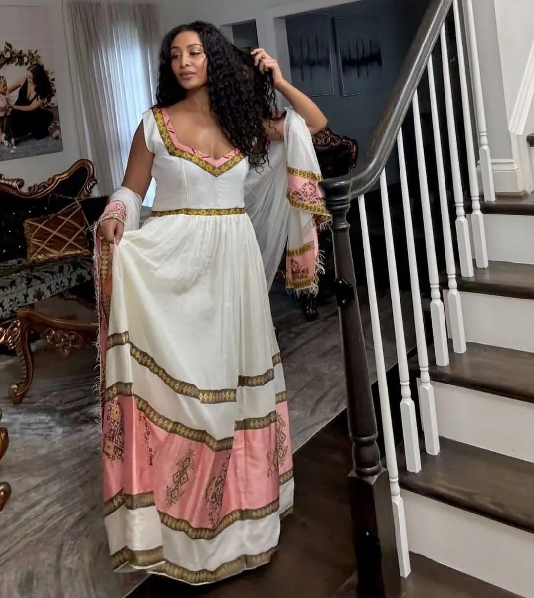 Fuschia And Gold Ethiopian Habesha Dress Sweet Pink Habesha Dress: With Simple Golden Patterns Traditional Ethiopian Stunning Habesha KemiS XXL Fuschia And Gold Ethiopian Habesha Dress Sweet Pink Habesha Dress: With Simple Golden Patterns Traditional Ethiopian Stunning Habesha KemiS XXL