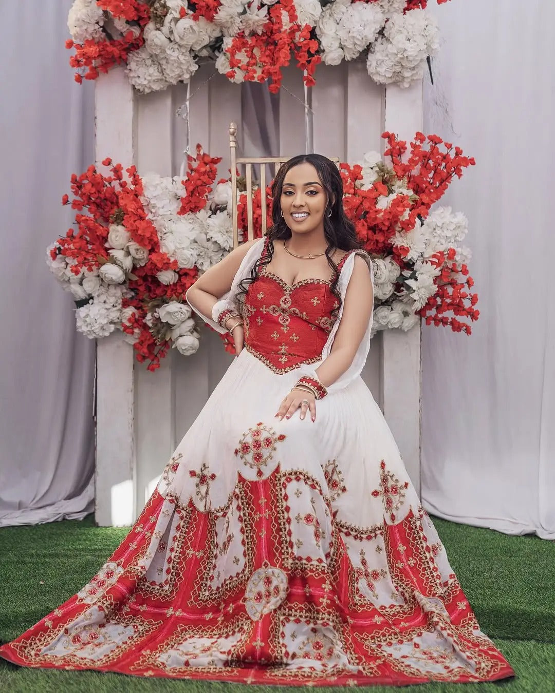 Contemporary Red Traditional Ethiopian Dress