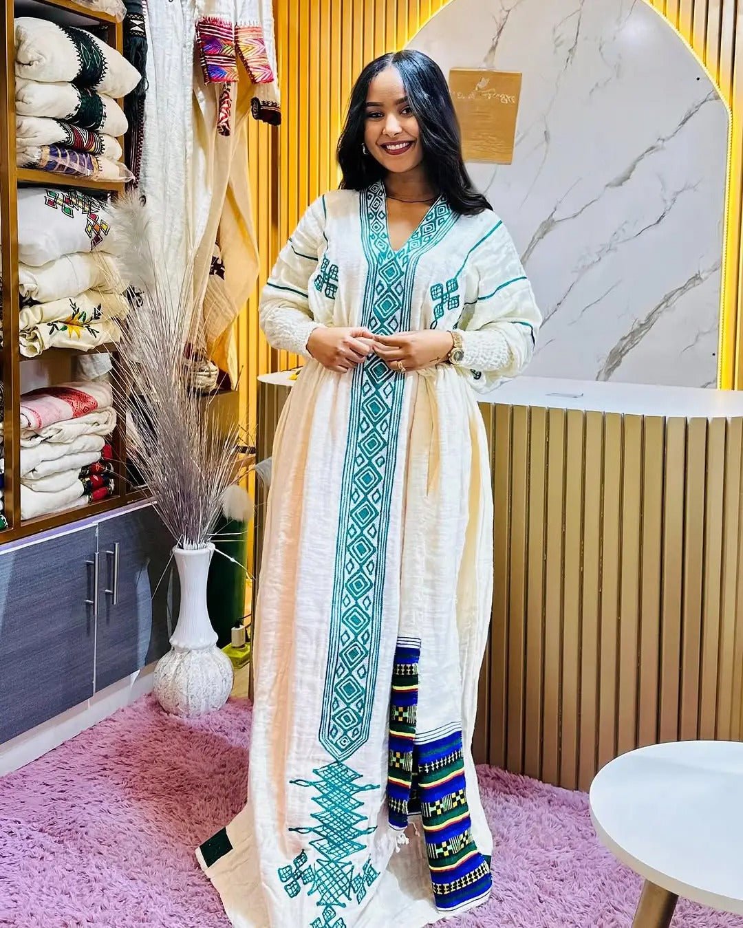 Cultural Light blue Traditional Ethiopian Dress