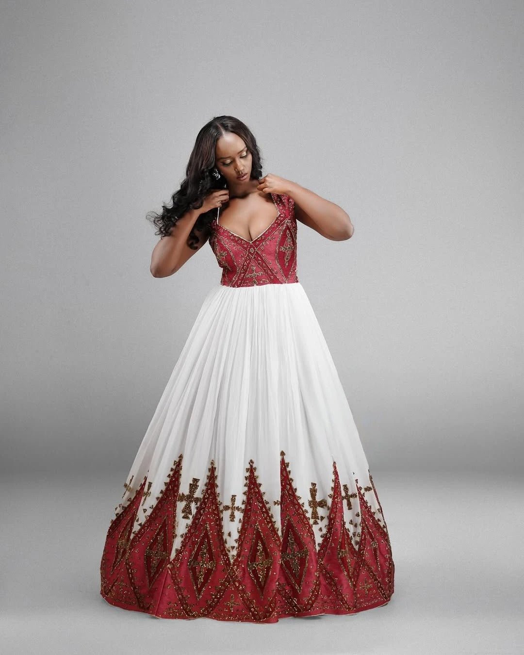 Mesmerizing Deep Red Habesha Dress: with Delightful Design Traditional Ethiopian Dress Beautiful Ethiopian Wedding Dress