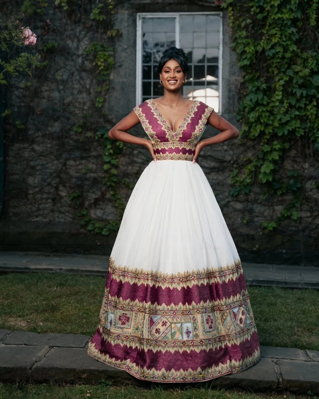 Royal Purple Look with Ethiopian Dress: Modern Designs on Traditional Clothing Stylish Habesha Wedding Dress XL Royal Purple Look with Ethiopian Dress: Modern Designs on Traditional Clothing Stylish Habesha Wedding Dress XL