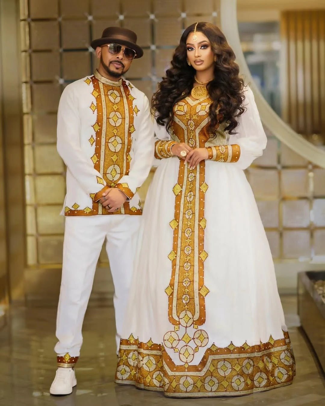 Golden Tilet Habesha Wedding Dress: A Breathtaking Design for the Perfect Couple