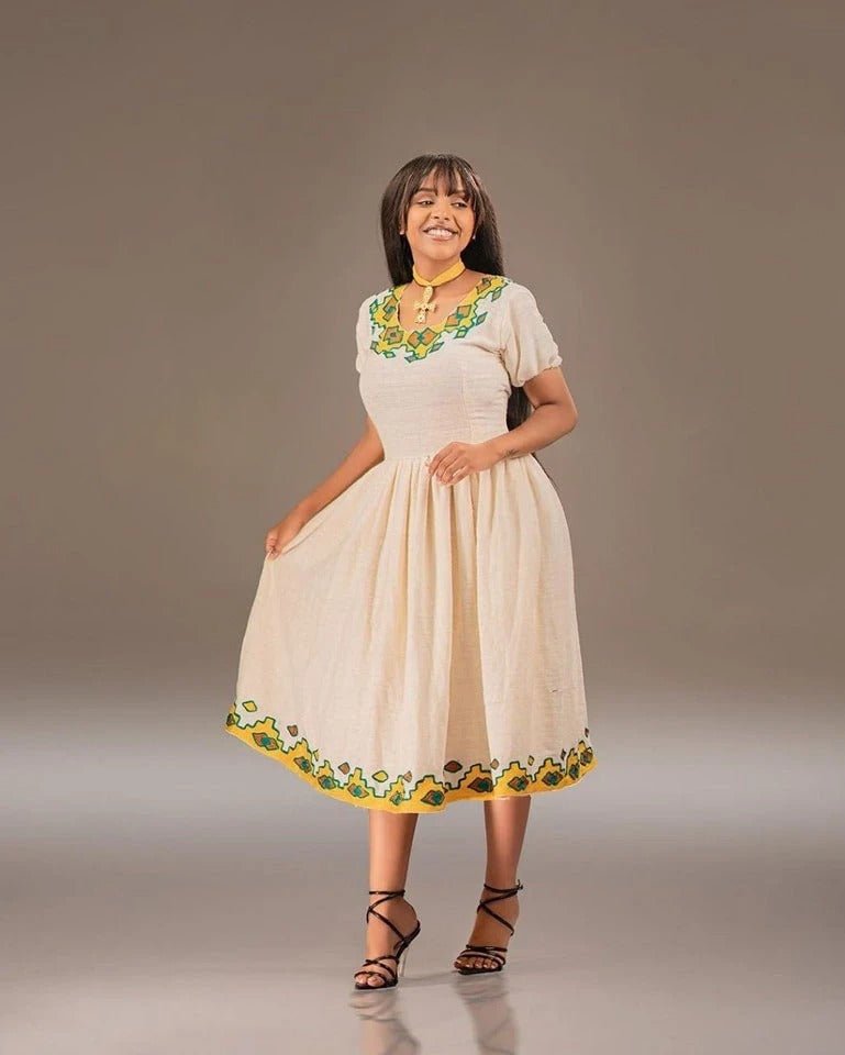 Simple Yet Elegant Yellow Habesha Kemis Timeless Style