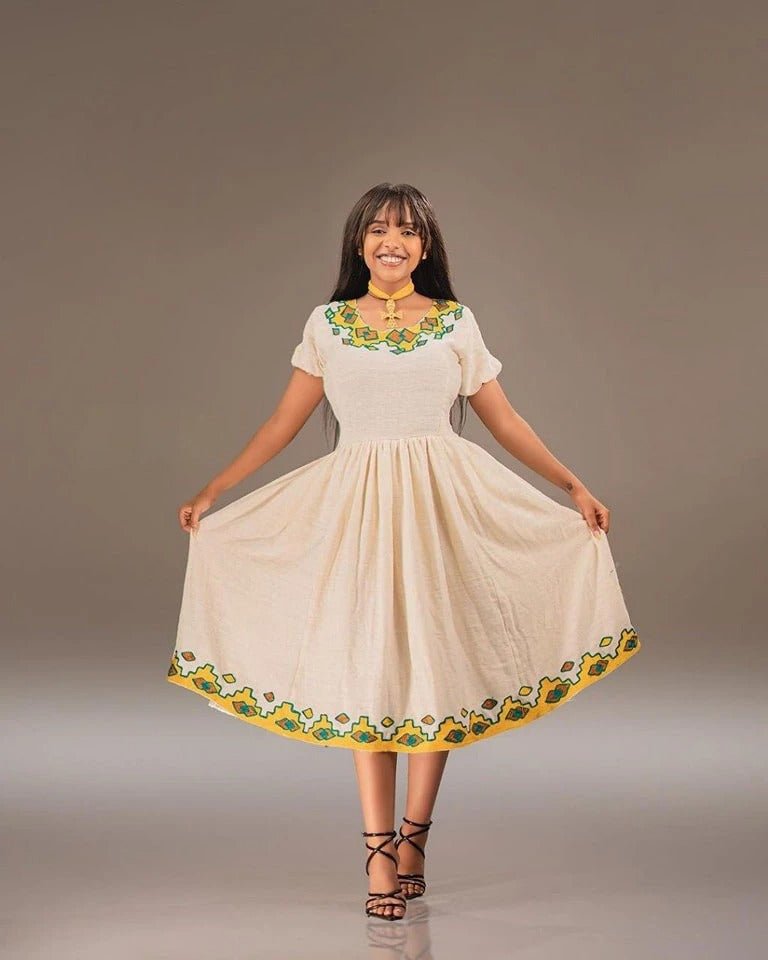 Simple Yet Elegant Yellow Habesha Kemis Timeless Style