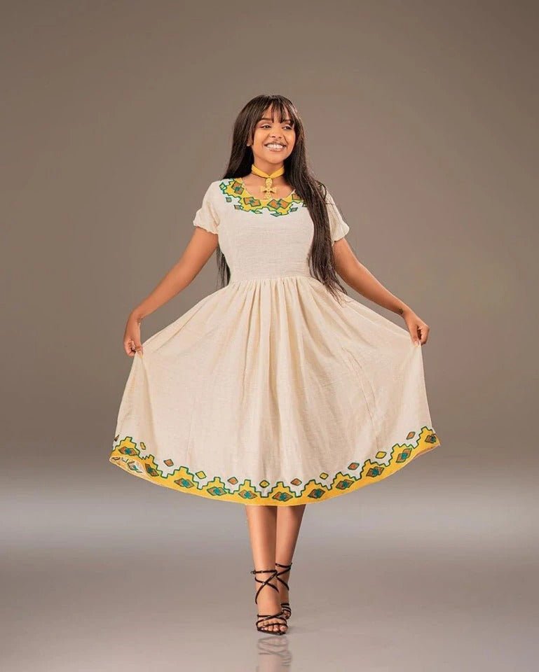 Simple Yet Elegant Yellow Habesha Kemis Timeless Style
