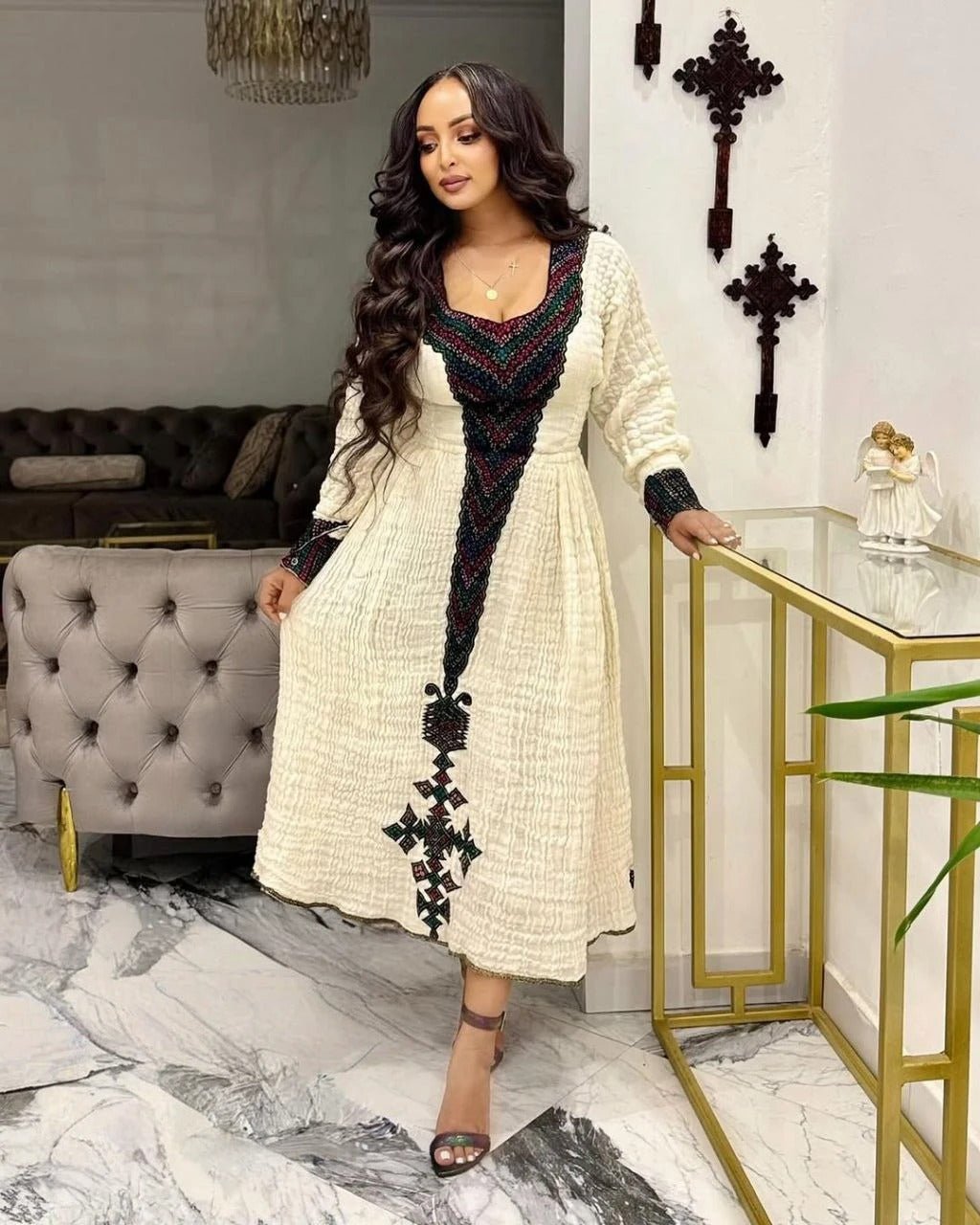 Stunning Habesha Dress with Colorful Embroidery a Timeless Choice for Cultural Celebrations