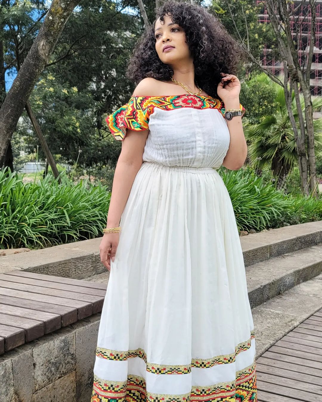Contemporary Look with Traditional Ethiopian Dress: Handwoven Intricate Design Habesha Dress Vibrant Habesha Kemis