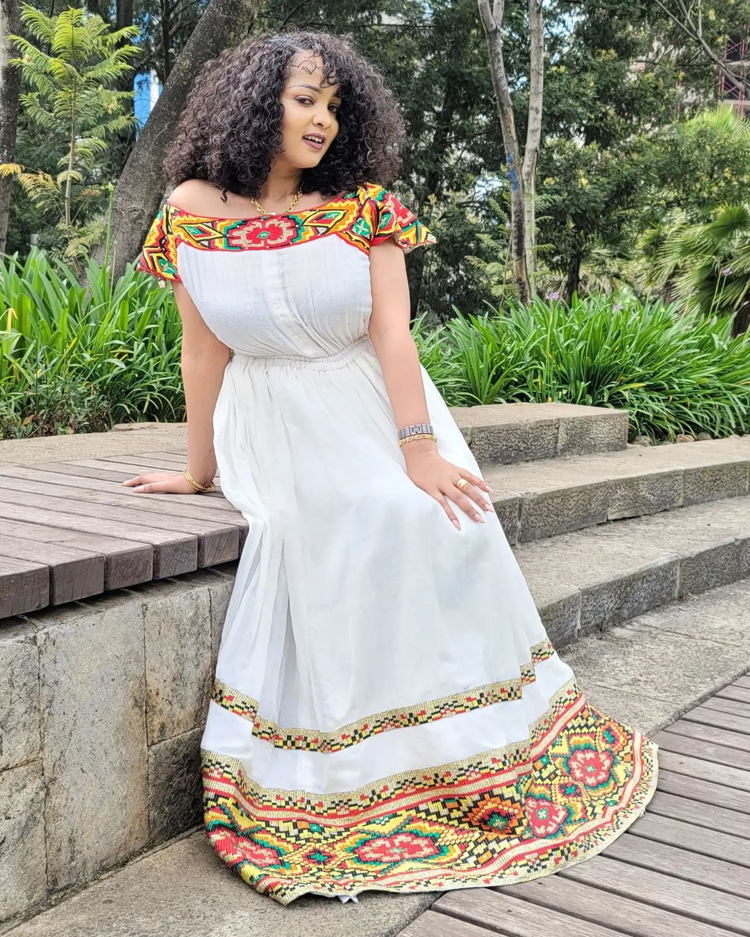 Contemporary Look with Traditional Ethiopian Dress: Handwoven Intricate Design Habesha Dress Vibrant Habesha Kemis