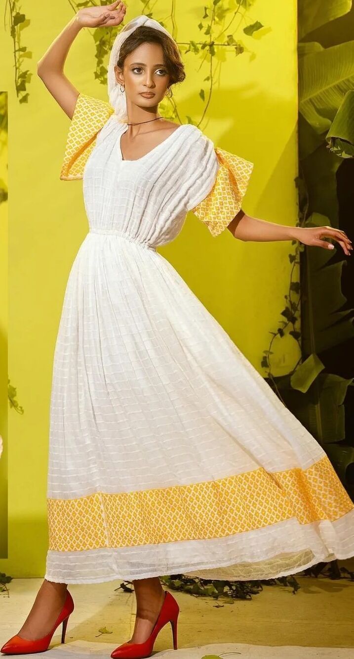Ravishing Yellow Ethiopian Traditional Dress