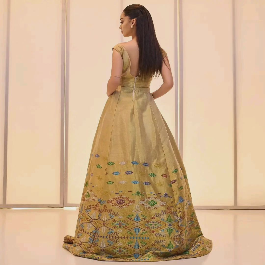 Exquisite Golden Embroidery on Habesha Dress Backside