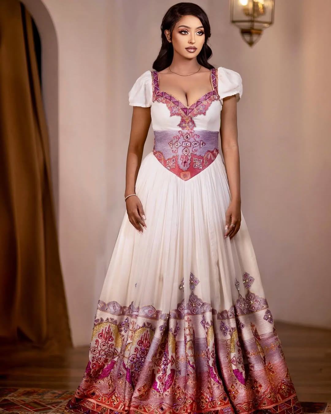 pink ethiopian dress Stunning habesha dress in a vibrant berry pink and turquoise color combo