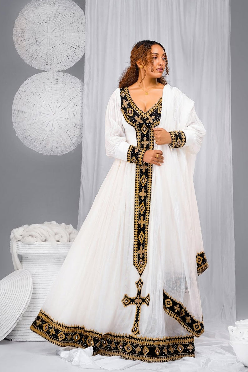 black and gold habesha dress Black Habesha Dress, Gold Embroidery Tunic, Boho Style Ethiopian Clothing