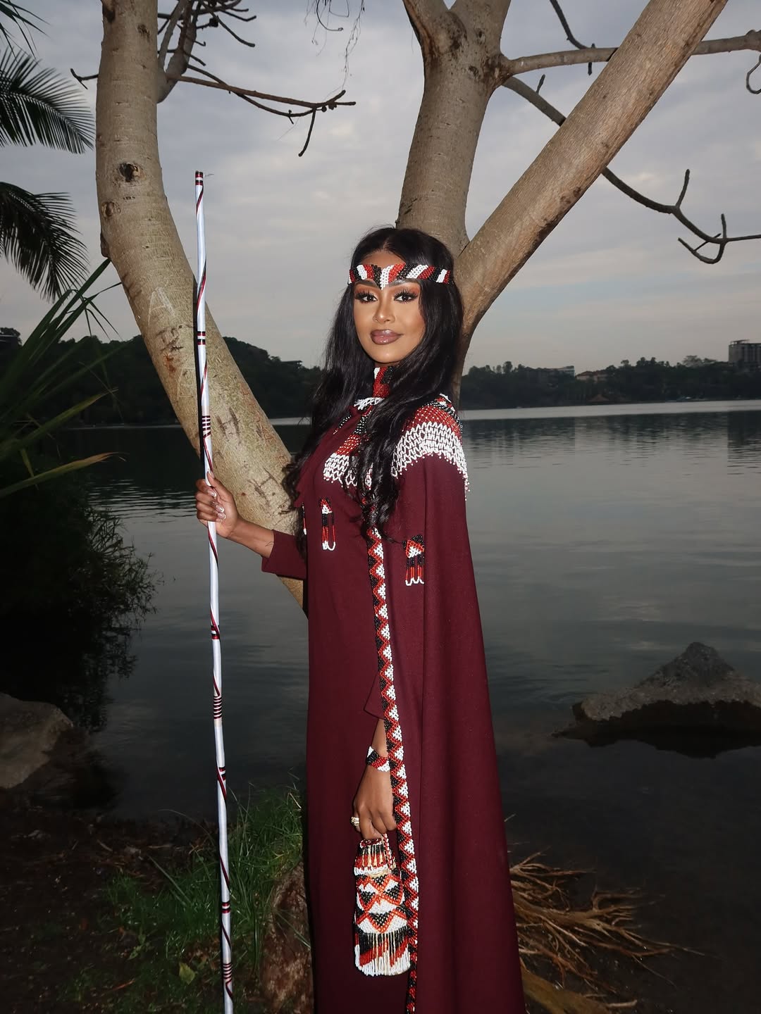 Modern Brown Oromo Kemis with Accessories Stylish Oromo Cultural Dress