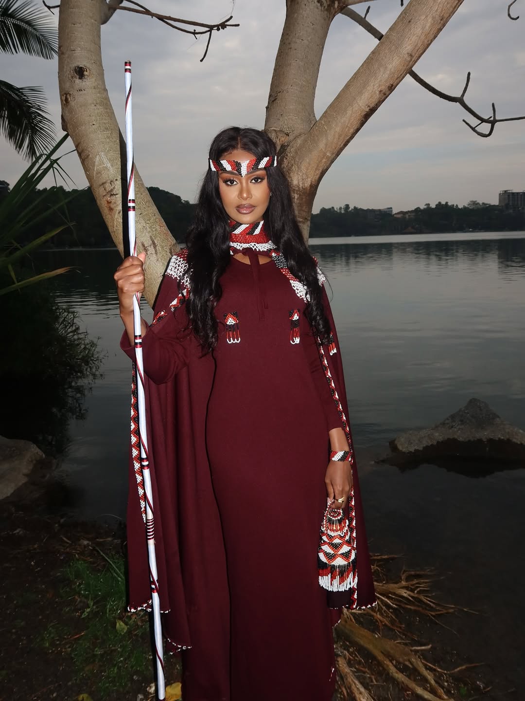 Modern Brown Oromo Kemis with Accessories Stylish Oromo Cultural Dress
