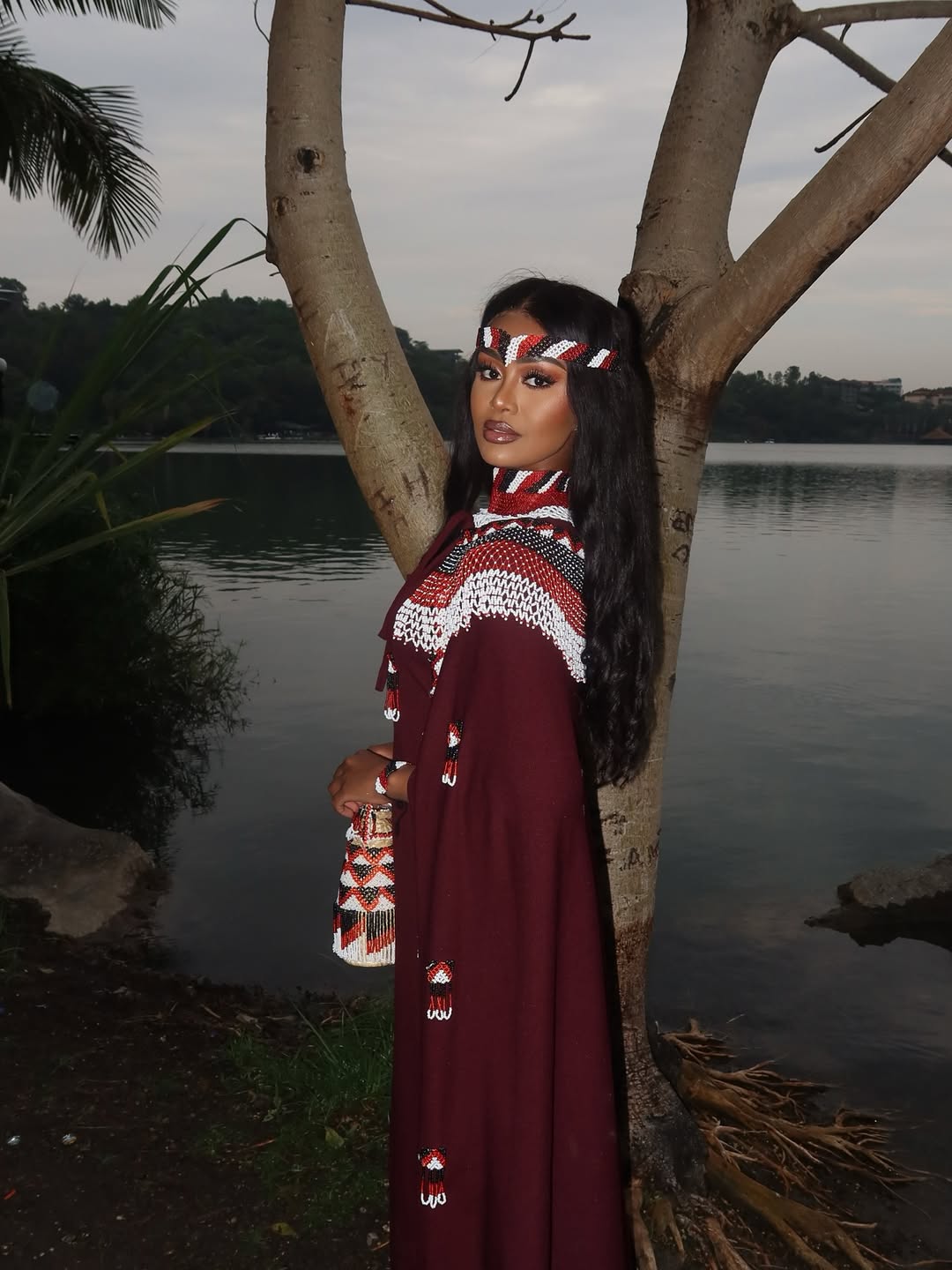 Modern Brown Oromo Kemis with Accessories Stylish Oromo Cultural Dress