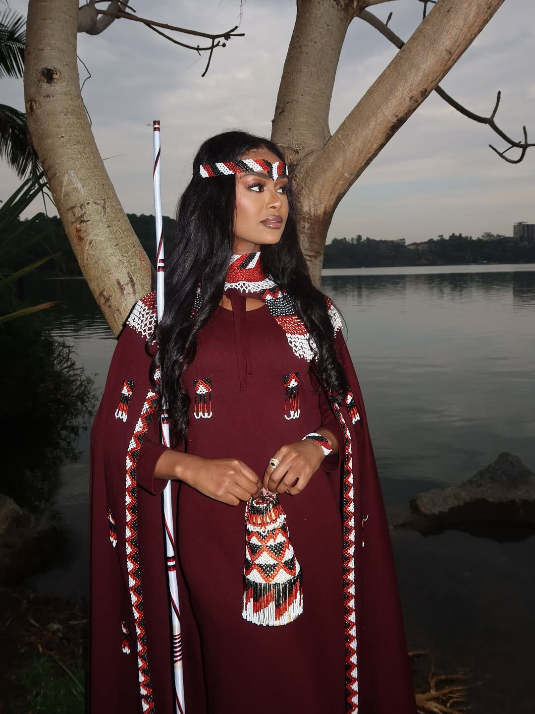 Modern Brown Oromo Kemis with Accessories Stylish Oromo Cultural Dress