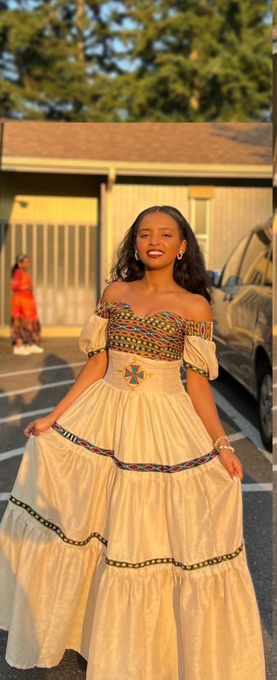 Pretty Cream Habesha Dress