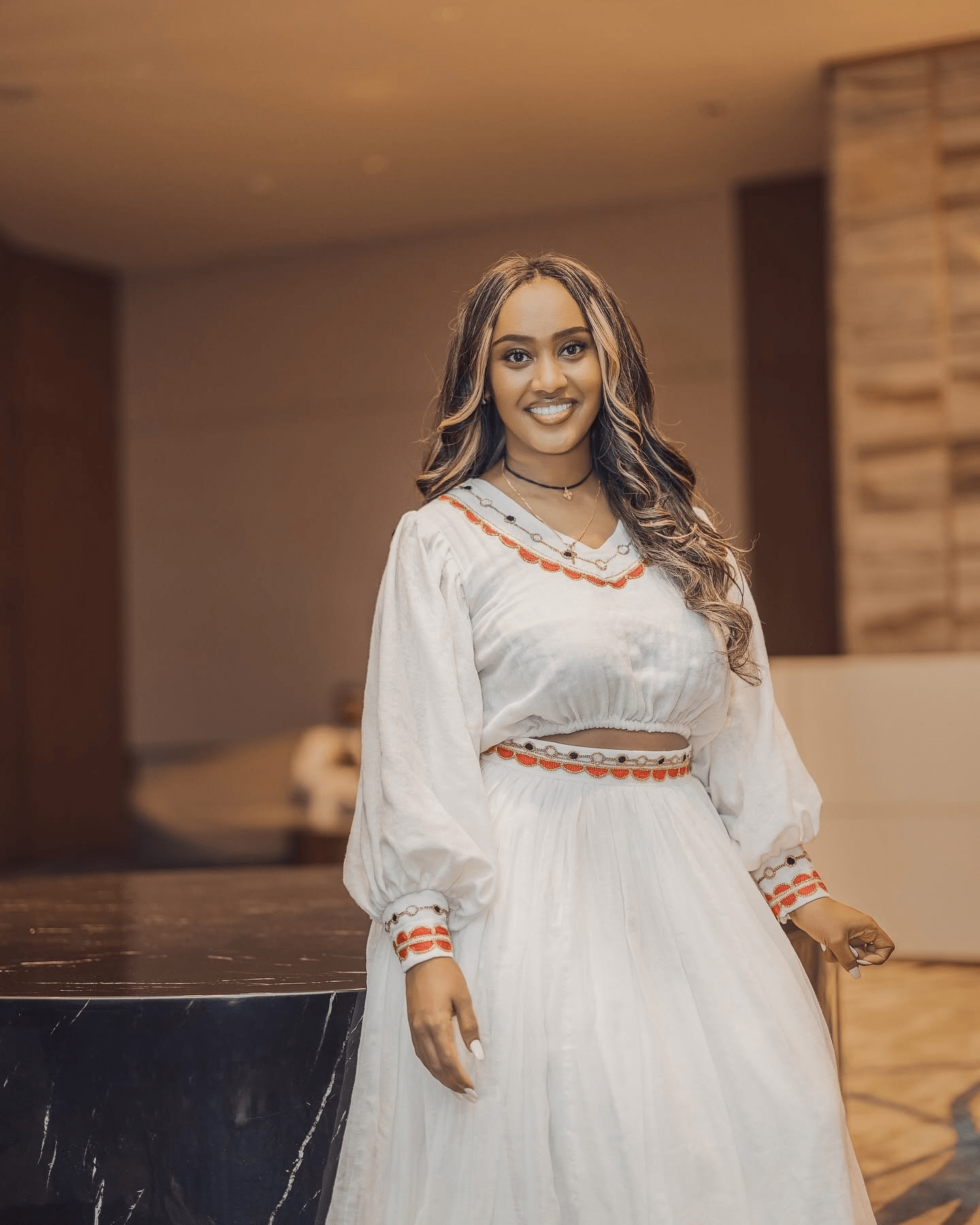 Red and Silver Handwoven Crop Top and Skirt Habesha Dress: with Cultural Detailing Traditional Ethiopian Dress