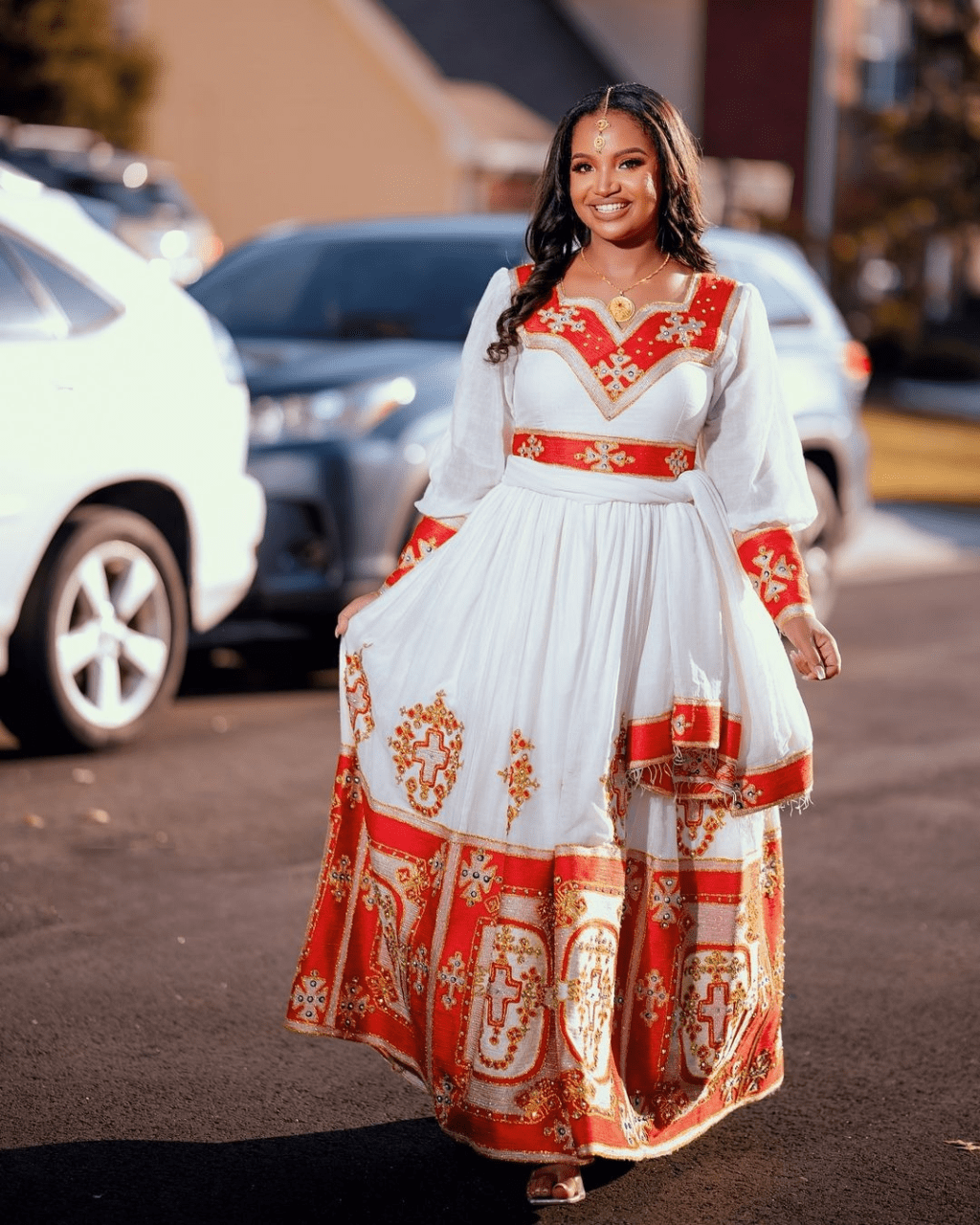 Captivating Red Habesha Dress for Grand Events