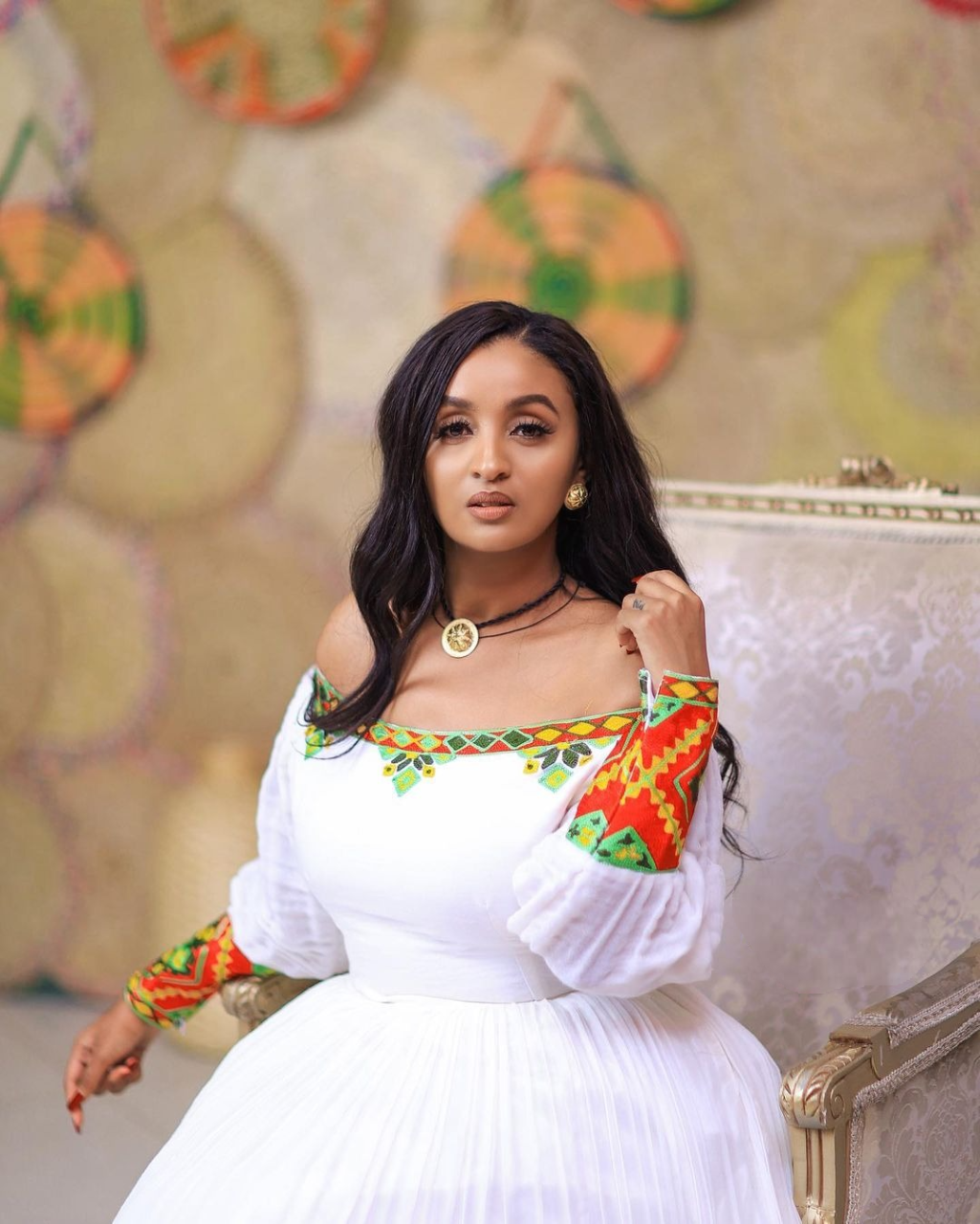 Vibrant Modern Habesha Dress: Off Shoulder Daring Traditional Ethiopian Dress Ideal for Any Occasions Habesha Kemis