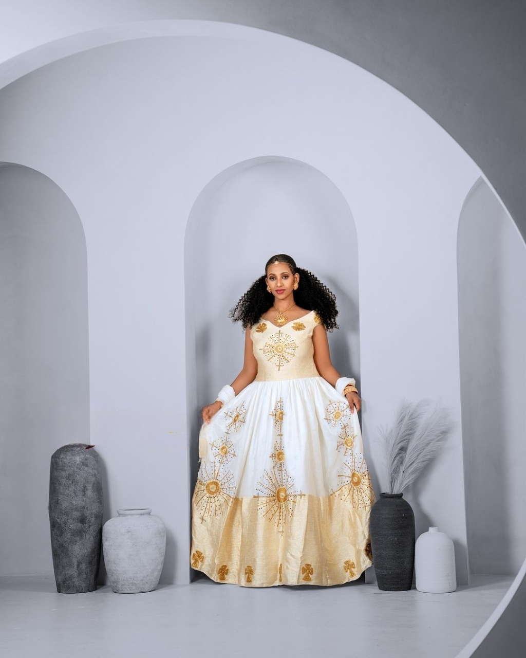 Mesmerizing Golden Ethiopian Traditional Dress