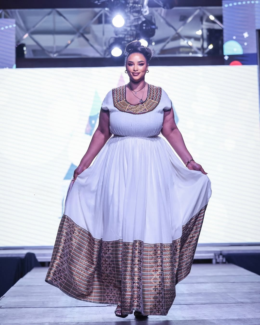 Alluring Golden Traditional Ethiopian Dress