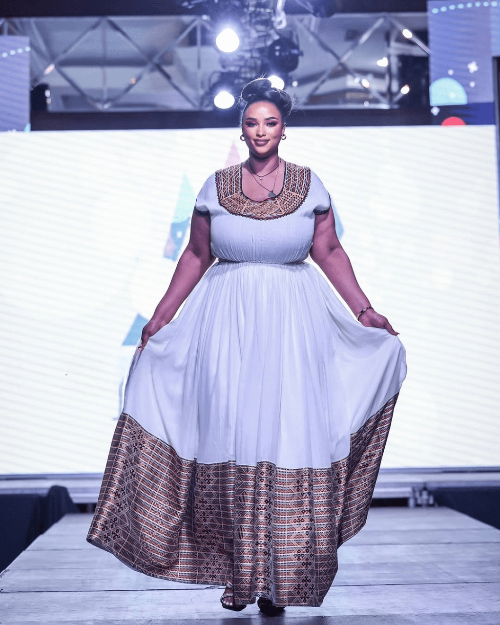 Alluring Golden Traditional Ethiopian Dress