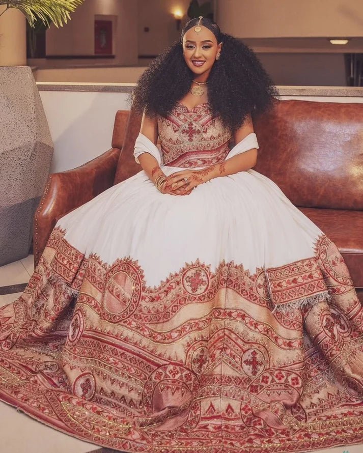 Blazing Hot Red Habesha Wedding Dress