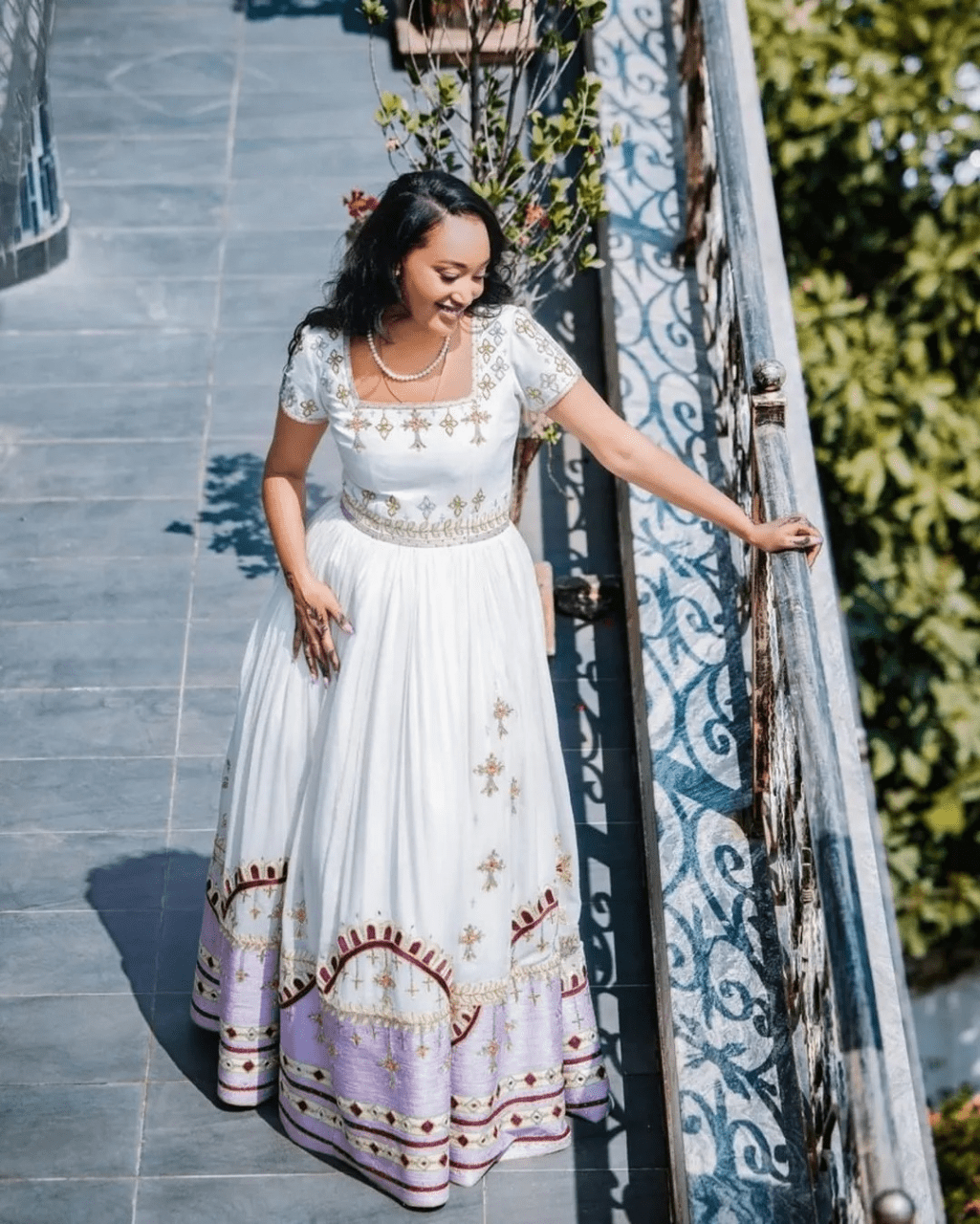 Appealing Purple Traditional Ethiopian Dress: Red and Golden Shimmering Detailing Eritrean Dress for Big Occasions Habesha Dress