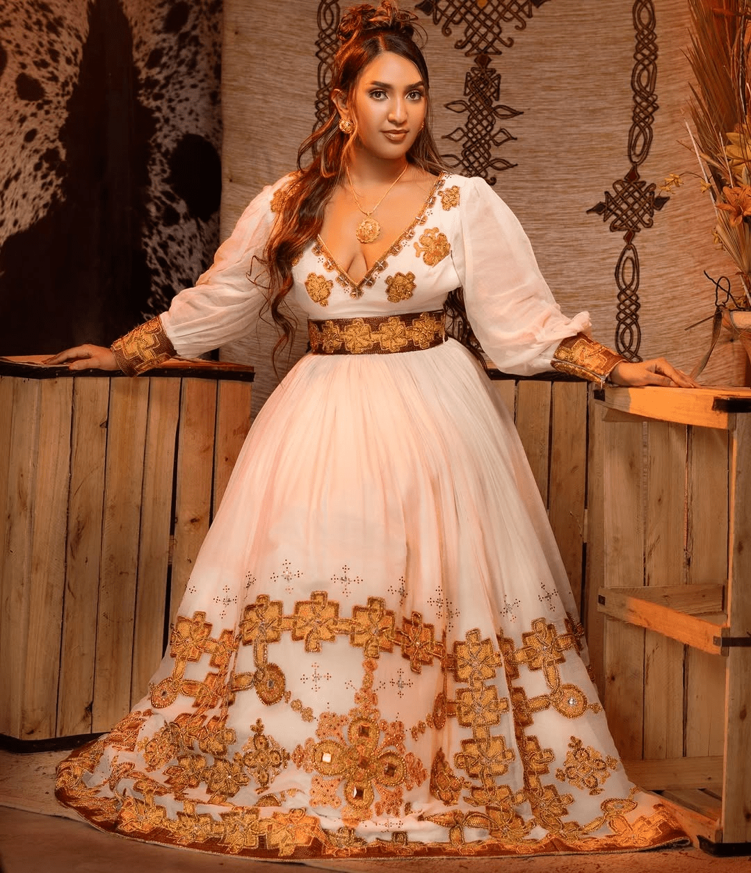 Golden Tilet Ethiopian Dress Elegant and Timeless Habesha Traditional Wear