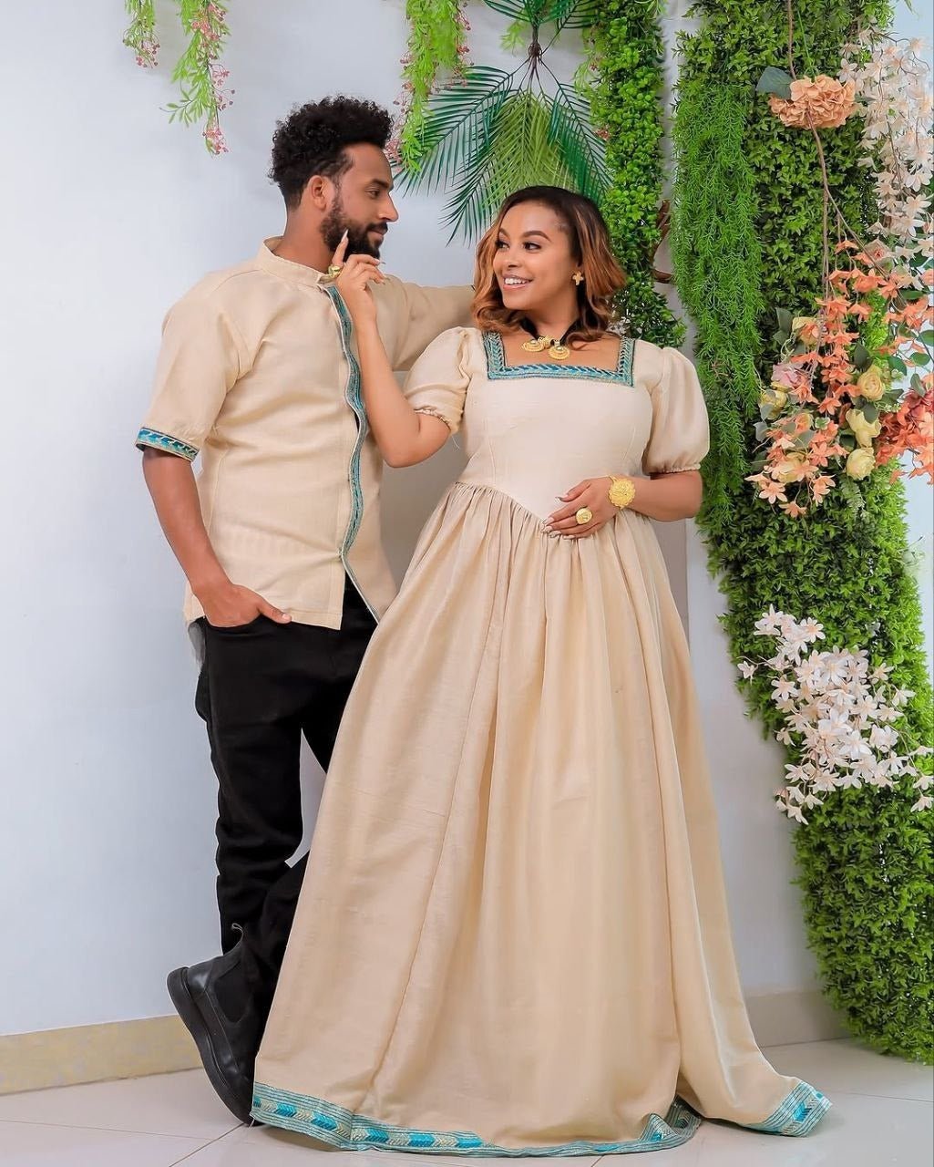 Modern Habesha Couples Attire – Habesha Clothing – Ethiopian Traditional Clothing – Habesha Kemis