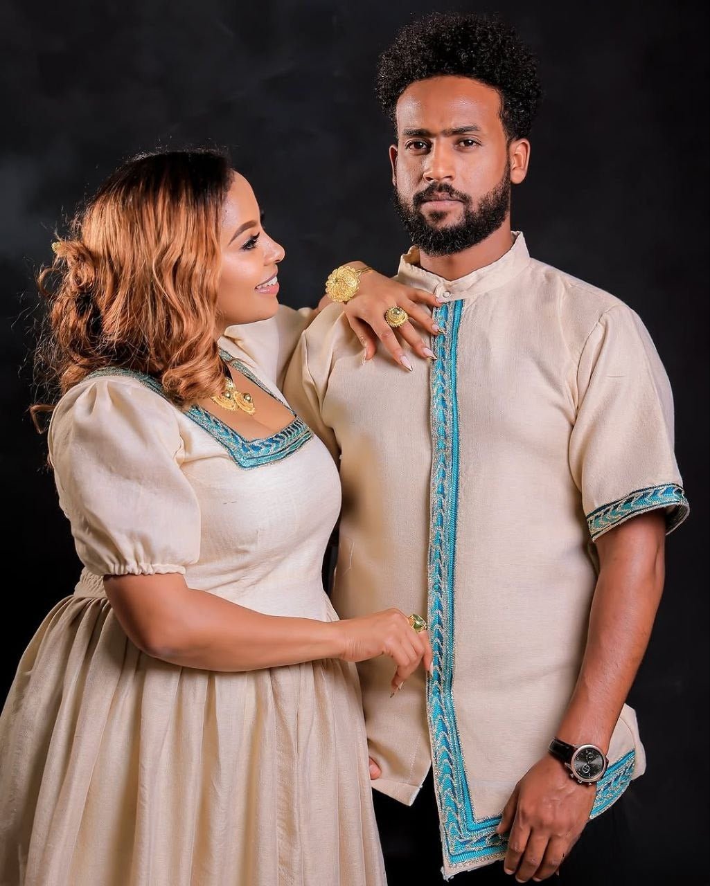 Modern Habesha Couples Attire – Habesha Clothing – Ethiopian Traditional Clothing – Habesha Kemis