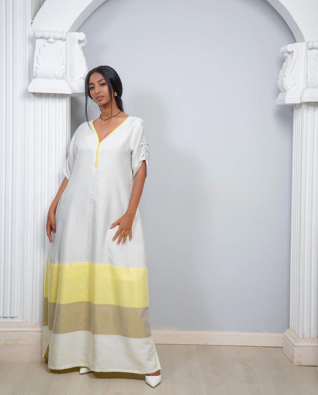 Chemise Habesha Simple avec Accents Audacieux – Robe Habesha Moderne – Robe Culturelle – Vêtement Habesha
