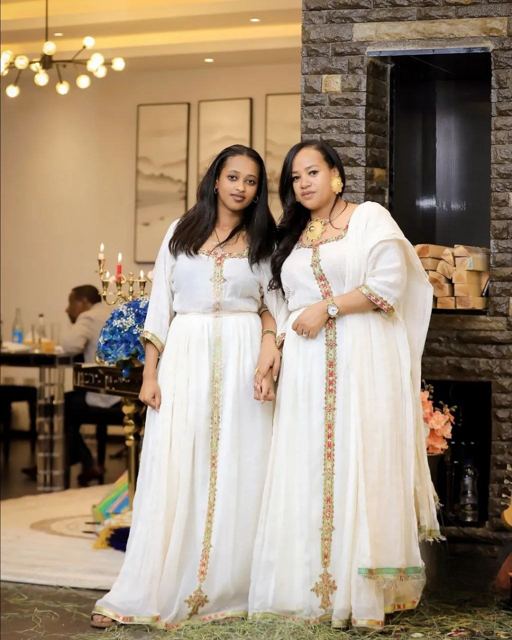 Simple Habesha Kemis with Gold and Colorful Embroidery β Eritrean Dress β Ethiopian Traditional Clothing